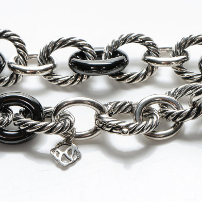 David Yurman Sterling Silver Ceramic 13mm Large Oval Link Bracelet Black 4 of 4