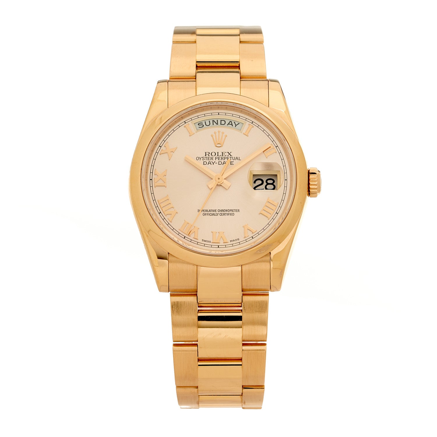 Rolex 18K Everose Gold 36mm Oyster Perpetual Day-Date Watch Champagne Roman 118205 1 of 4