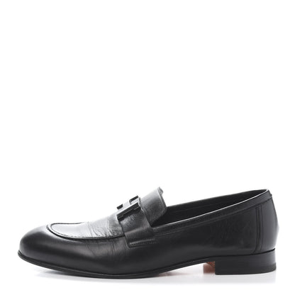 Hermes Goatskin Mens Paris Loafers 40 Black 1 of 9