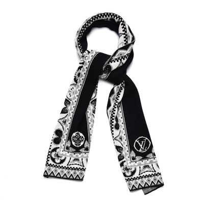 Louis Vuitton Wool Cashmere Esquimonogram Scarf Black Silver 1 of 4