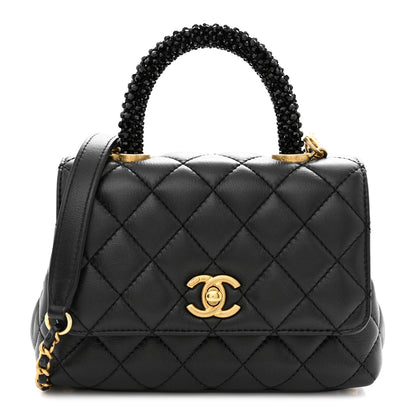 Chanel Calfskin Crystal Quilted Extra Mini Coco Handle Flap Black 1 of 11