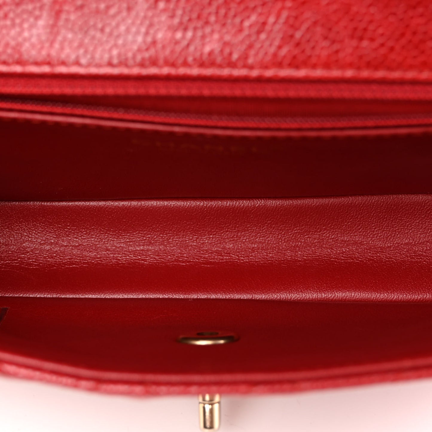 Crumpled Grained Calfskin Small Flap Red