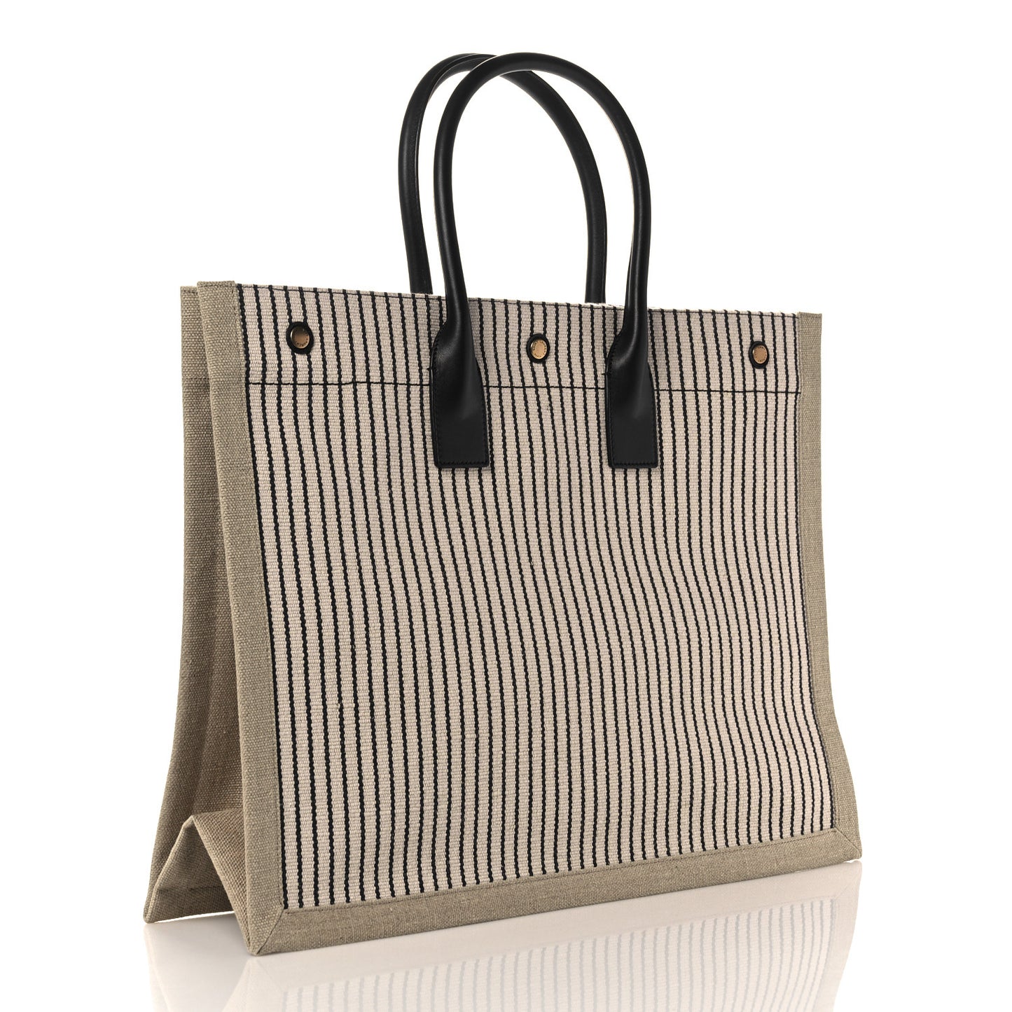 Embroidered Cotton Linen Rive Gauche Noe Tote Natural Black