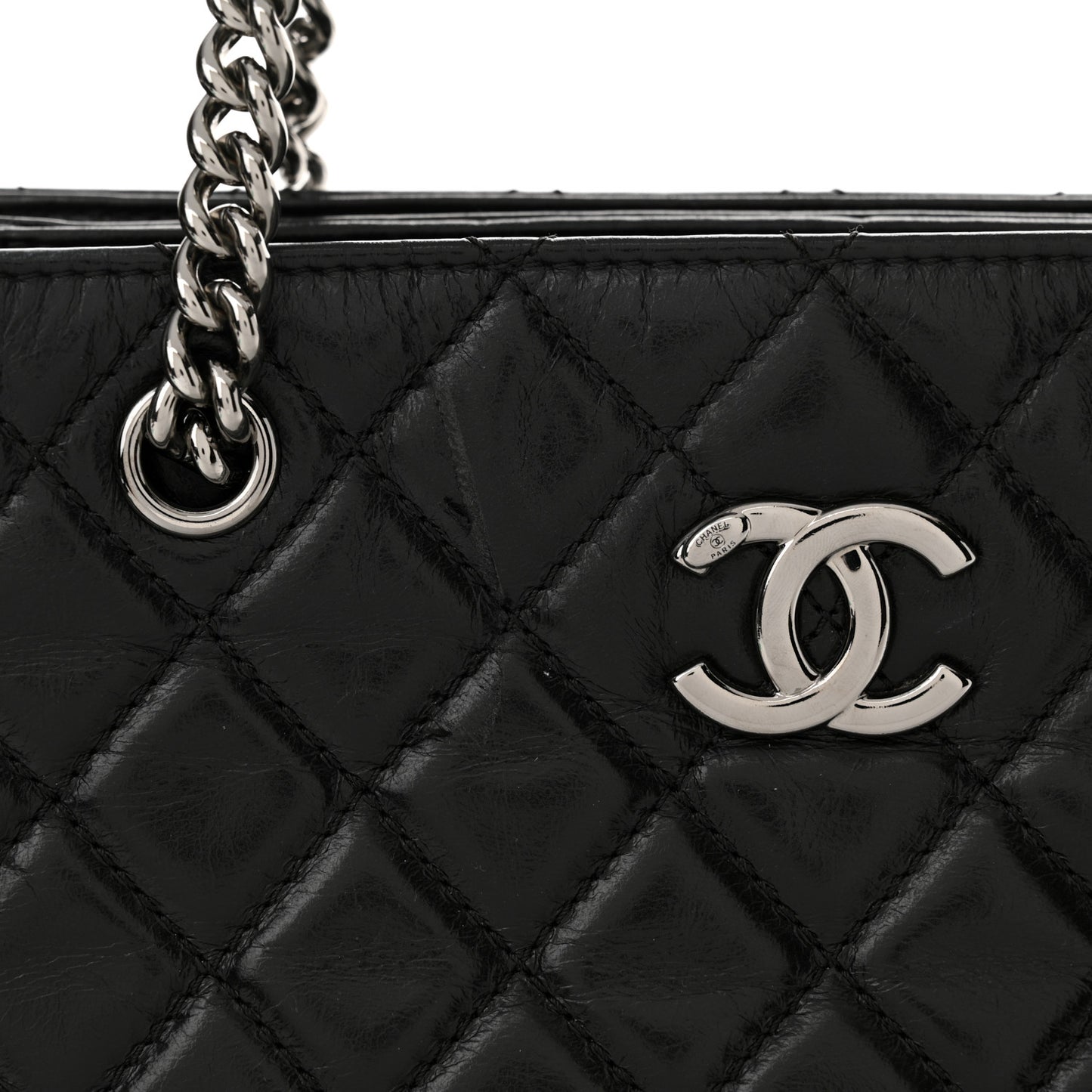 Calfskin Quilted Medium Coco Soft Tote Black