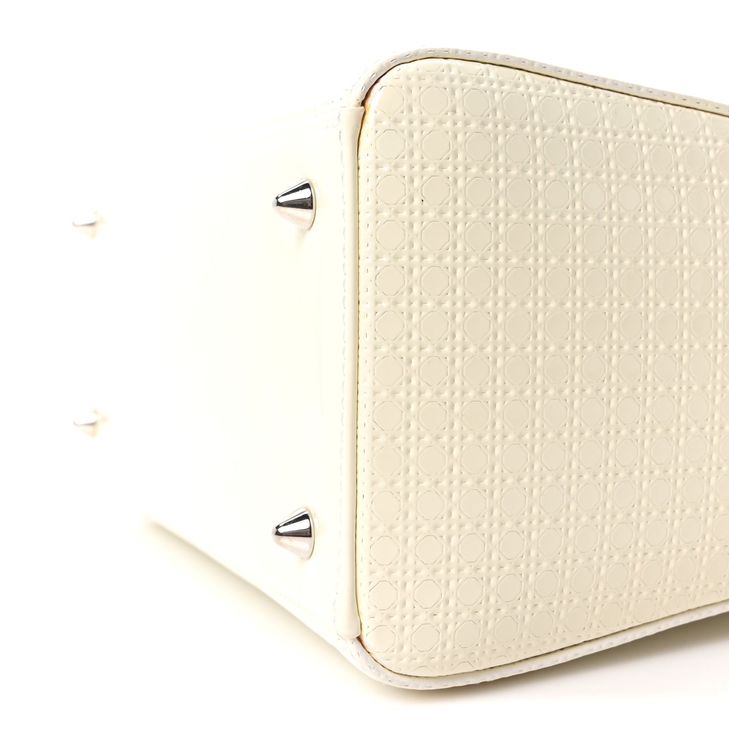 Patent Micro-Cannage Medium Lady Dior White