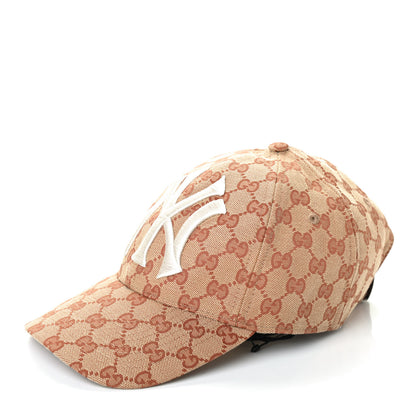 Gucci X MLB Monogram NY Yankees Baseball Hat 57-61 Beige Ruggine 1 of 4