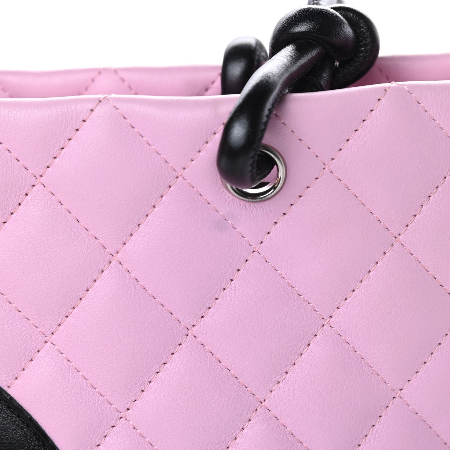 Calfskin Quilted Medium Cambon Tote Pink Black