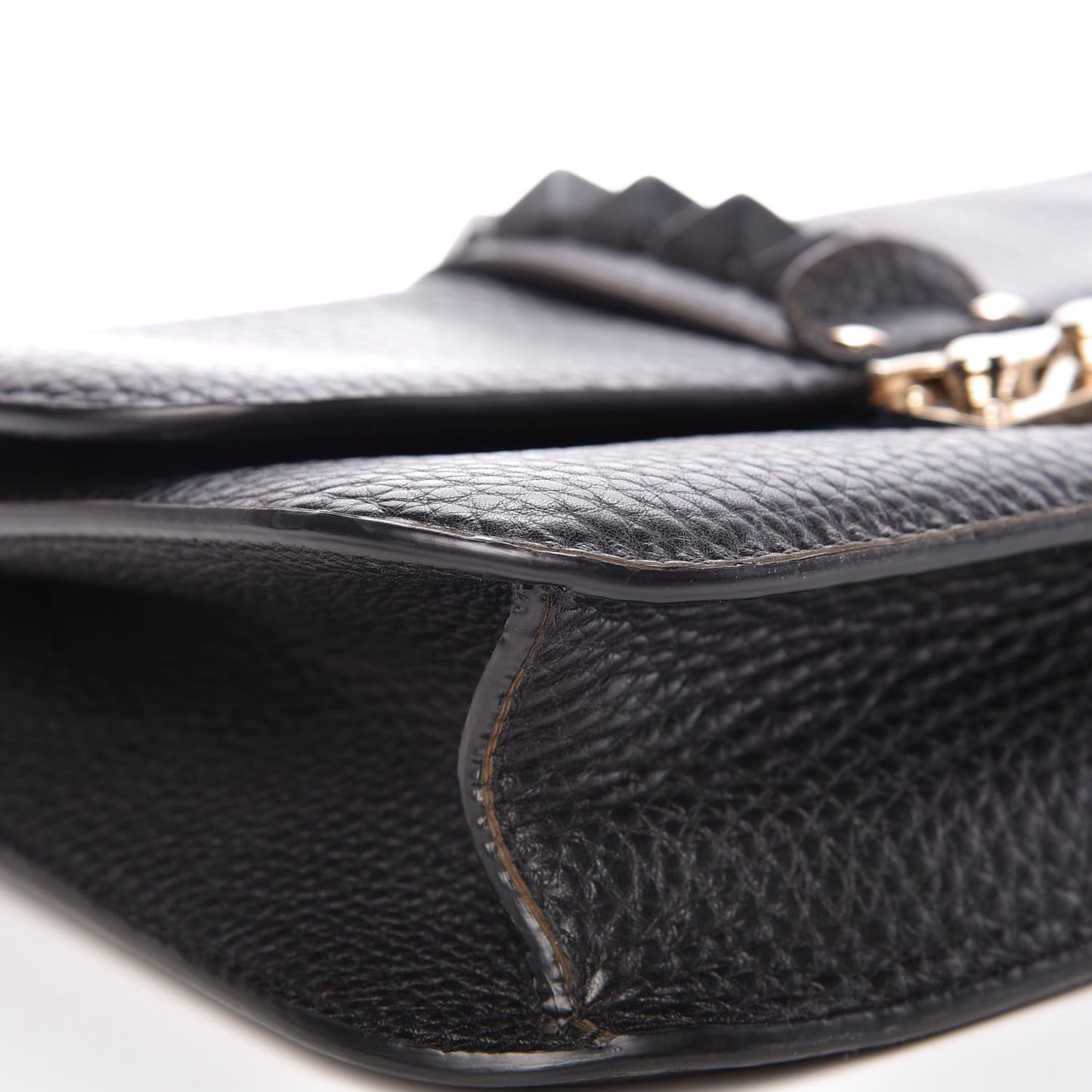 Pebbled Calfskin Medium Glam Lock Rockstud Flap Black
