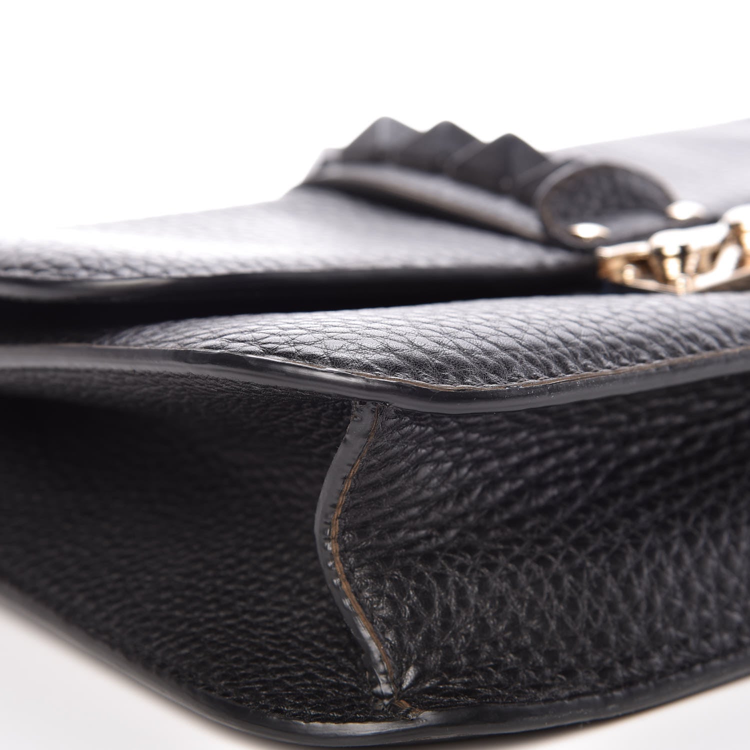 Valentino Garavani Pebbled Calfskin Medium Glam Lock Rockstud Flap Black 9 of 12