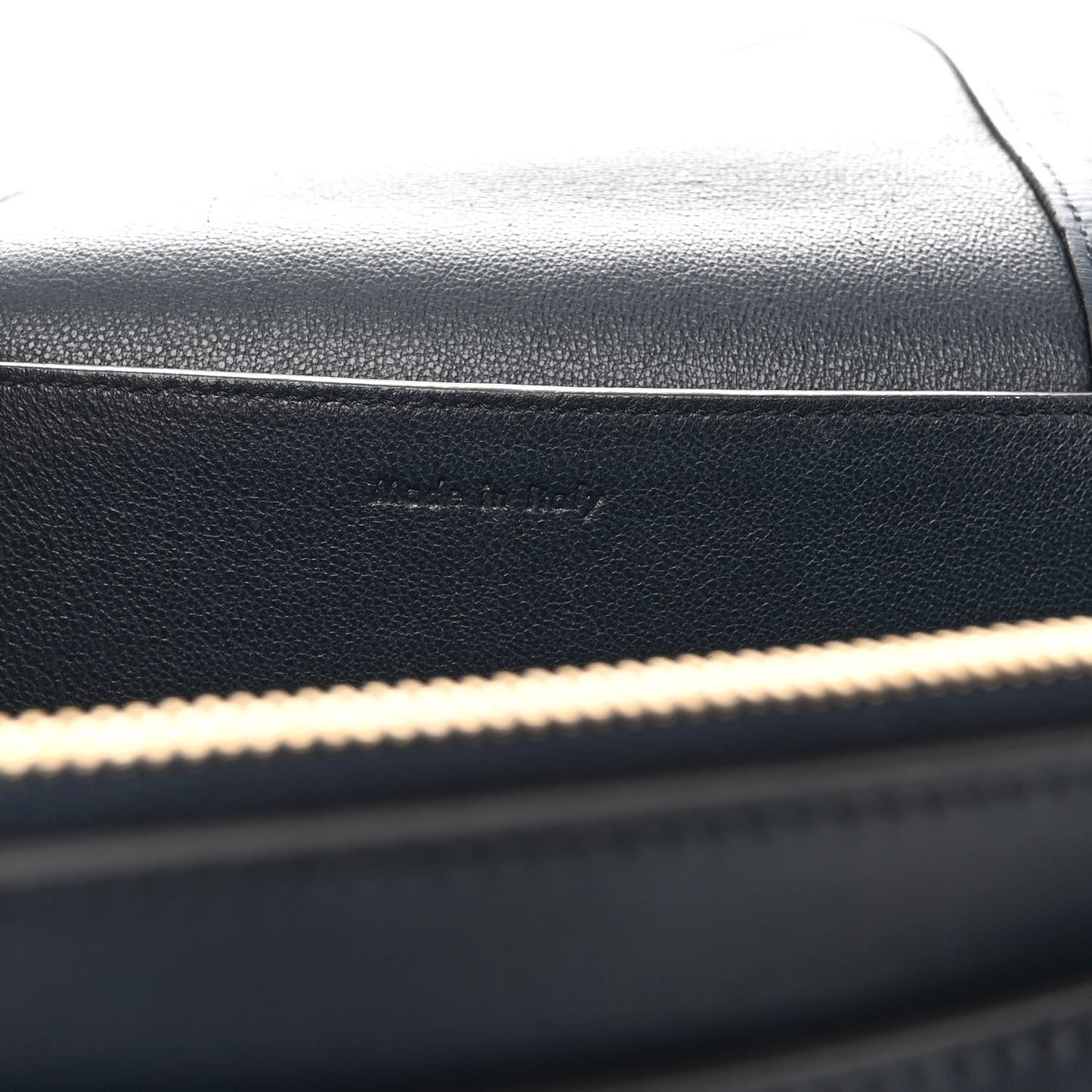 Shiny Smooth Calfskin Medium Frame Shoulder Bag Black Navy