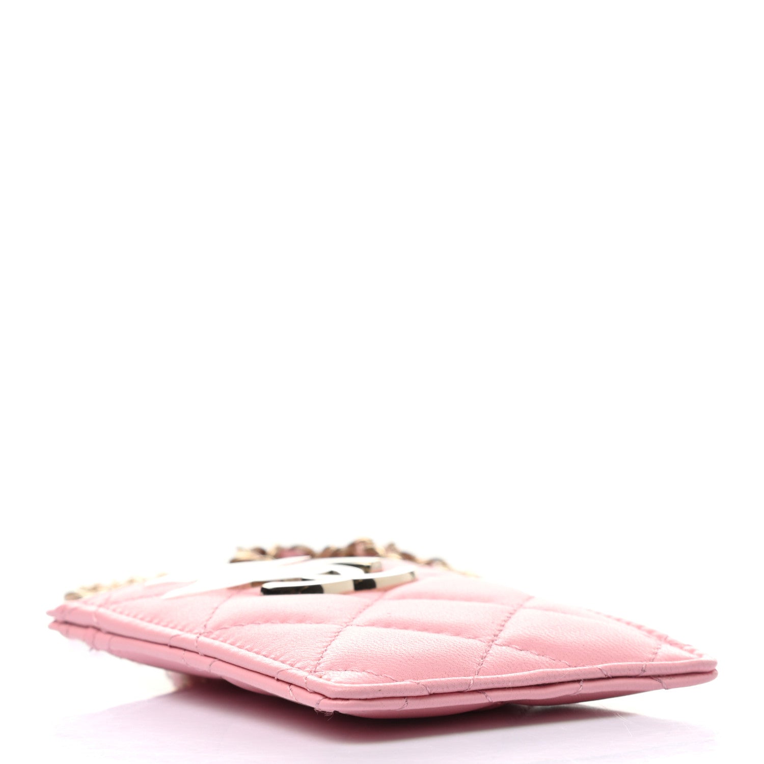 Chanel Lambskin Quilted Chanel Card Holder On Chain Pink 4 of 9