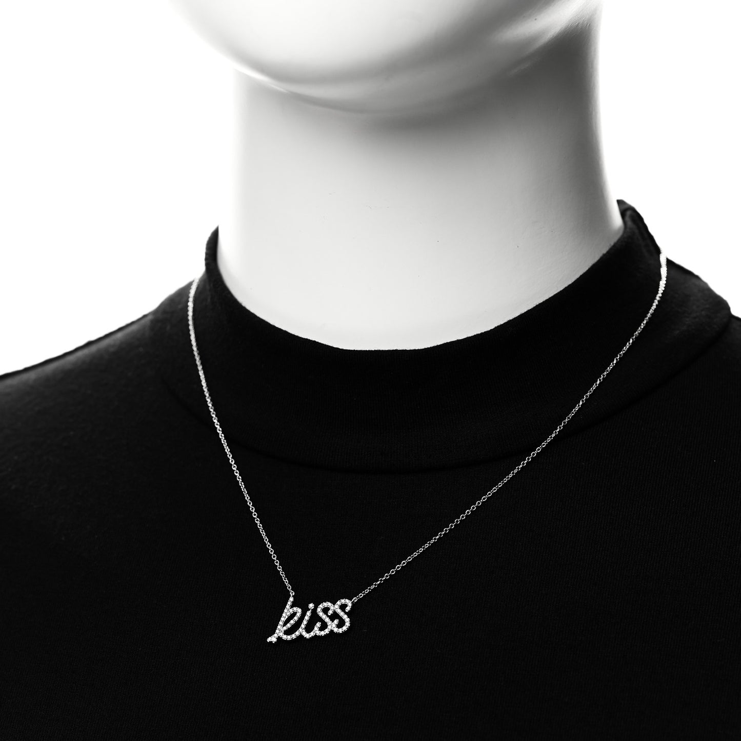 18K White Gold Diamond Small Paloma's Graffiti Kiss Pendant Necklace