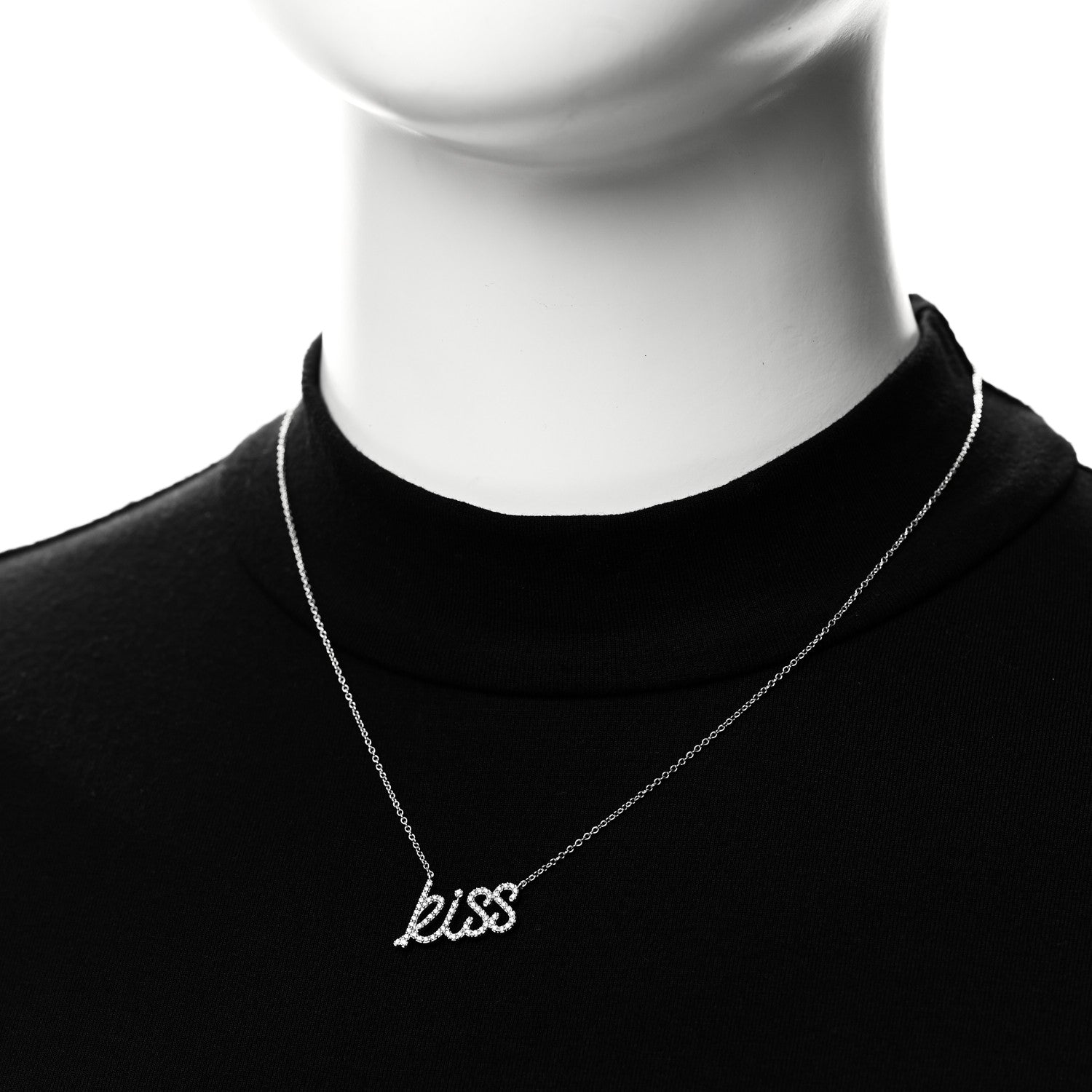 Tiffany 18K White Gold Diamond Small Paloma's Graffiti Kiss Pendant Necklace 2 of 6