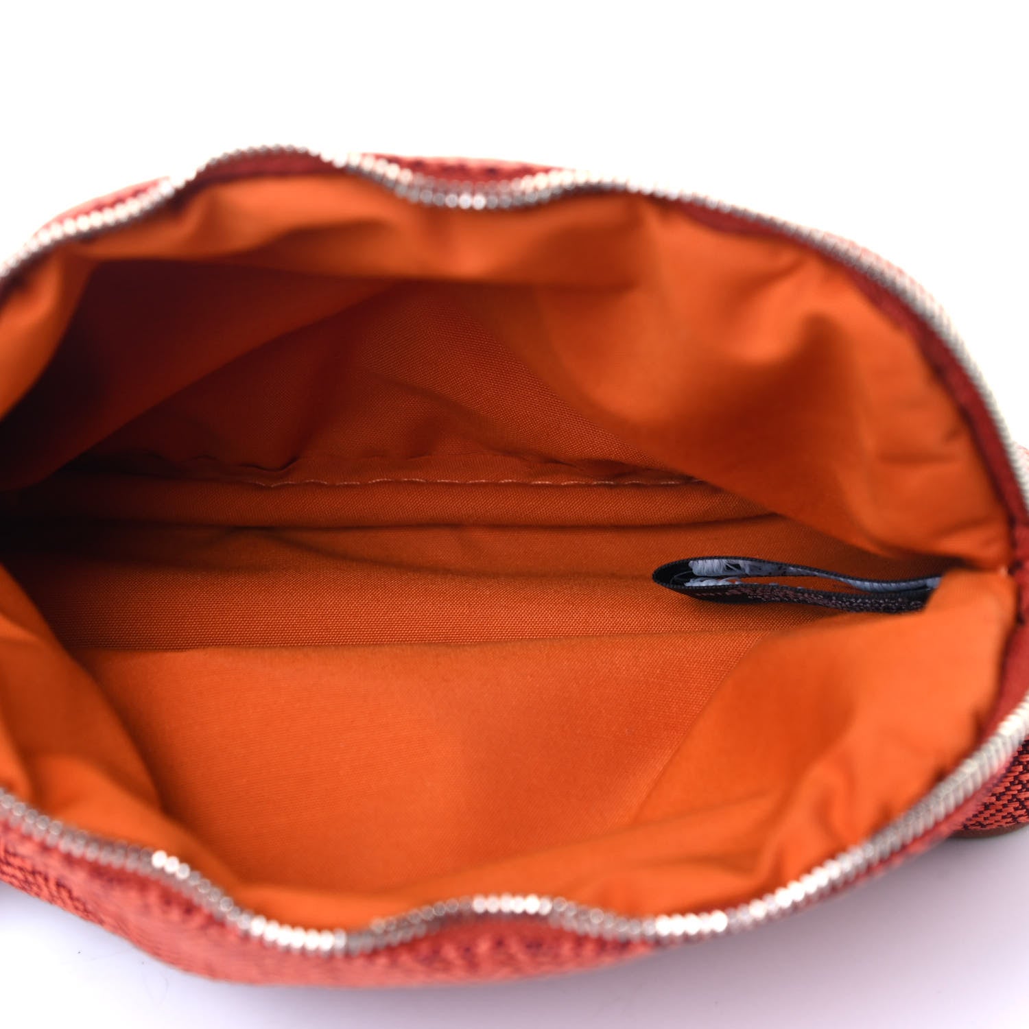 Hermes Abaca Cotton Chevron Travel Cosmetic Pouch Orange 9 of 11