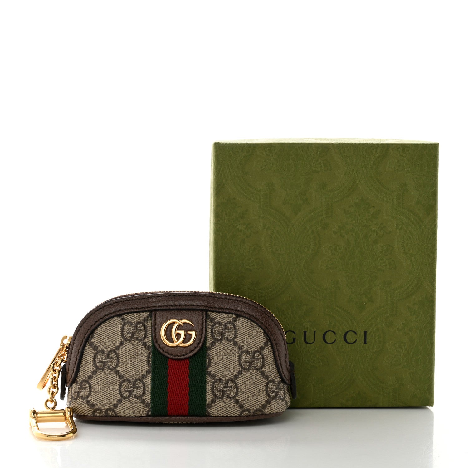 Gucci GG Supreme Monogram Web Ophidia Dome Key Pouch Beige New Acero 7 of 7