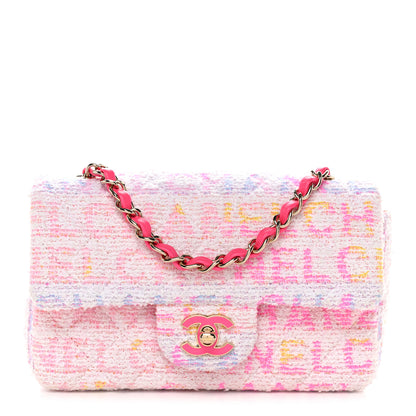 Chanel Tweed Quilted Enamel CC Logo Mini Rectangular Flap Pink Multicolor 1 of 11