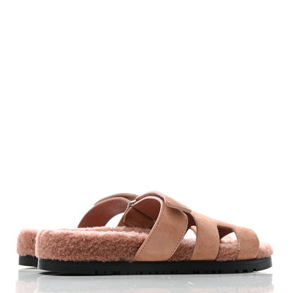 Hermes Suede Goatskin Woolskin Womens Chypre Sandals 36 Rose Aube 3 of 6