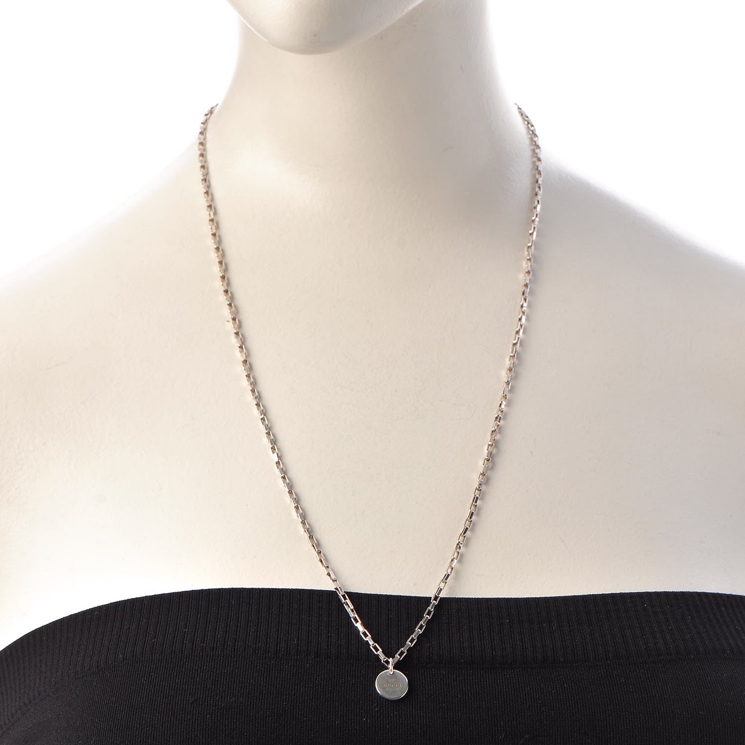 Gucci Sterling Silver Trademark Logo Circle Pendant Necklace 2 of 6