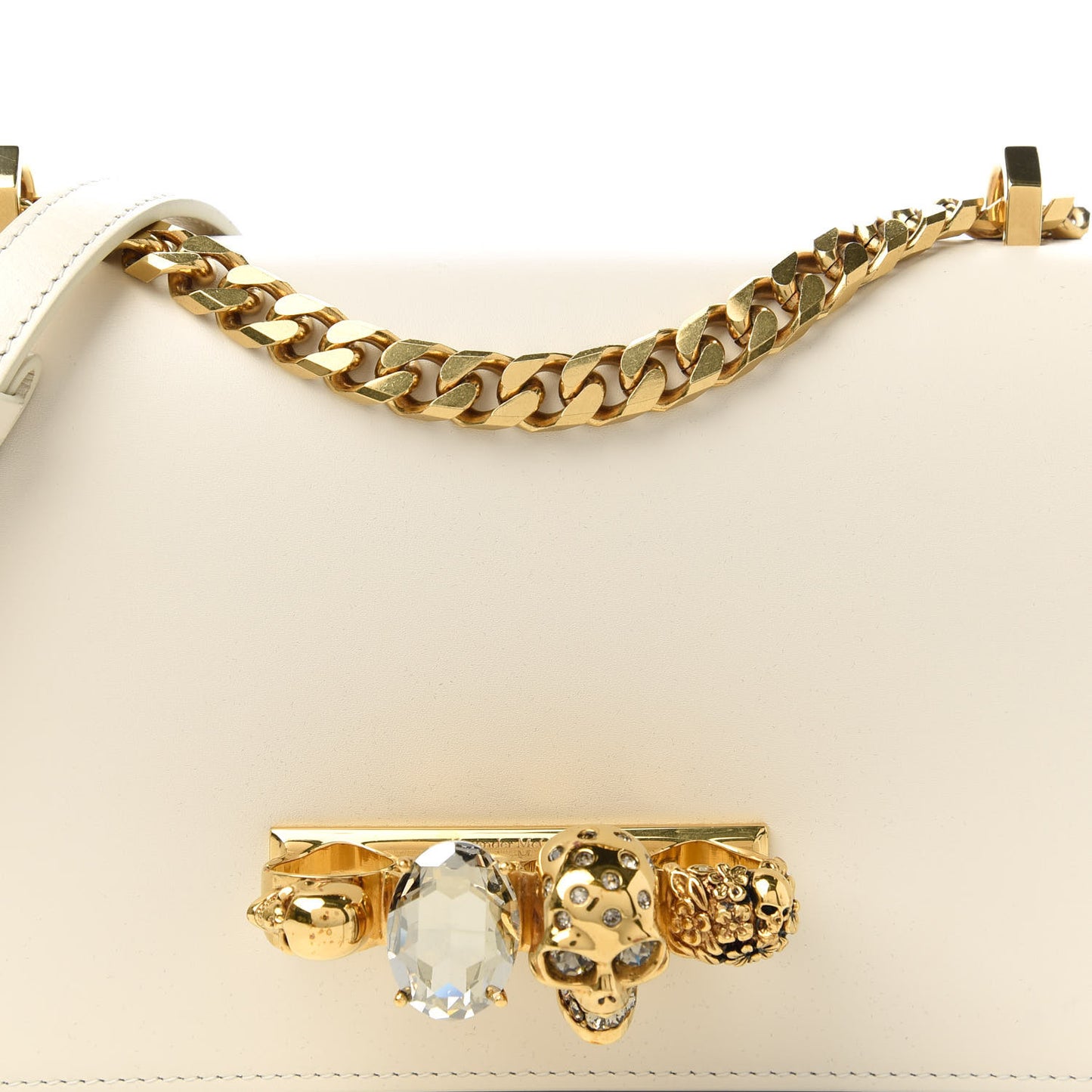 Calfskin Knuckle Shoulder Bag Off White