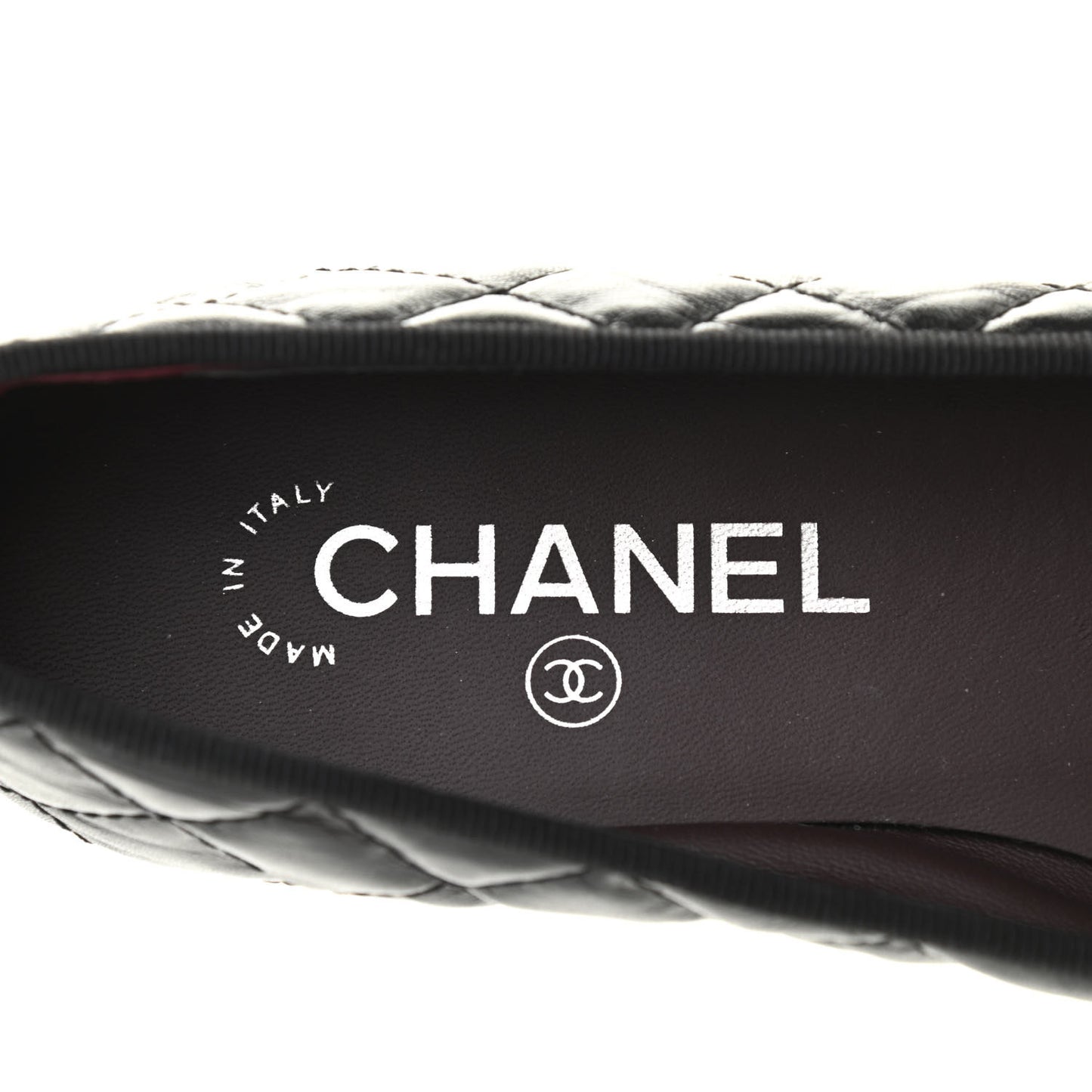 Aged Calfskin Quilted CC Cap Toe Ballerina Flats 37.5 Black