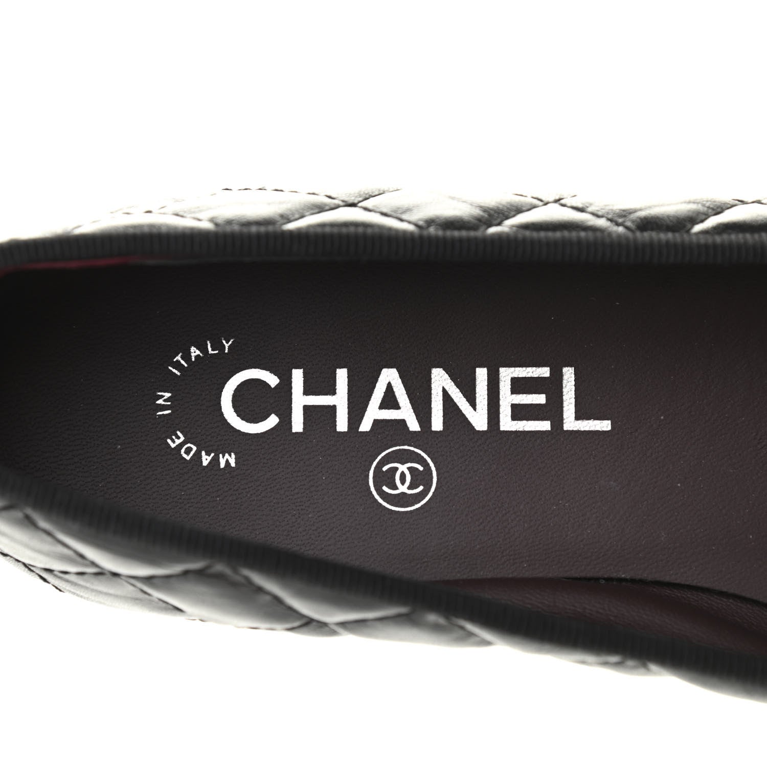 Chanel Aged Calfskin Quilted CC Cap Toe Ballerina Flats 37.5 Black 6 of 8