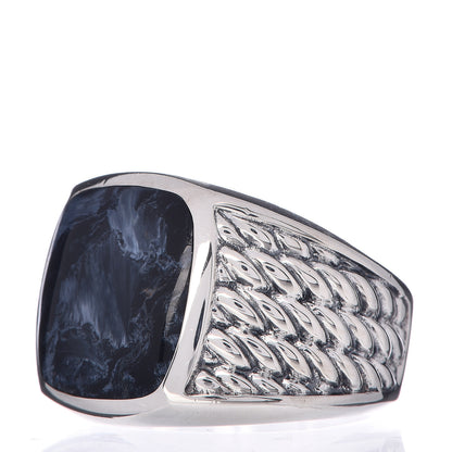 David Yurman Sterling Silver Pietersite Mens Cable Signet Ring 60 9 3 of 5