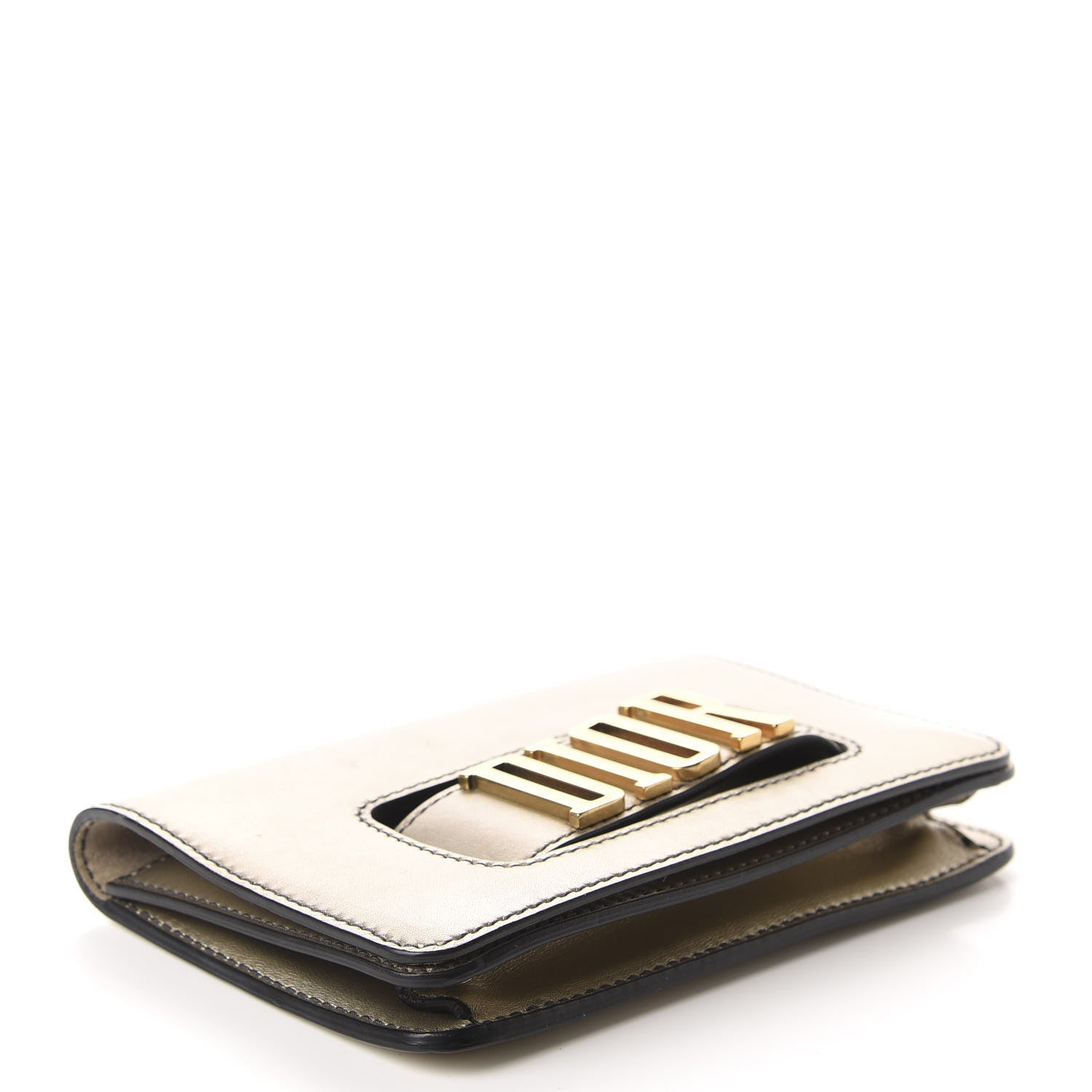 Christian Dior Metallic Smooth Calfskin Dio(r)evolution Flap Clutch Gold 4 of 9
