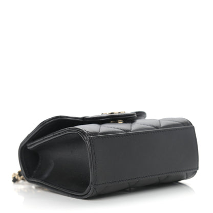 Chanel Lambskin Quilted Top Handle Flap Clutch With Chain Black 4 of 9
