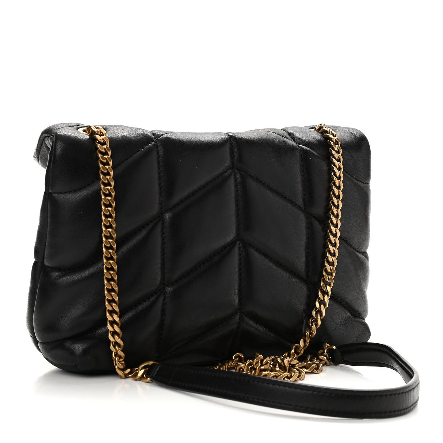 Lambskin Quilted Toy Loulou Puffer Monogram Chain Satchel Black
