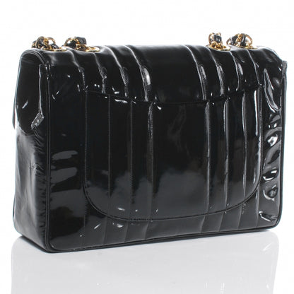 Chanel Patent Vertical Quilt Jumbo Flap Black 3 of 7