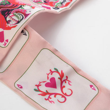 Hermes Silk Jeu de Cartes Twilly Rose Nacre Fuchsia Rouge 3 of 7