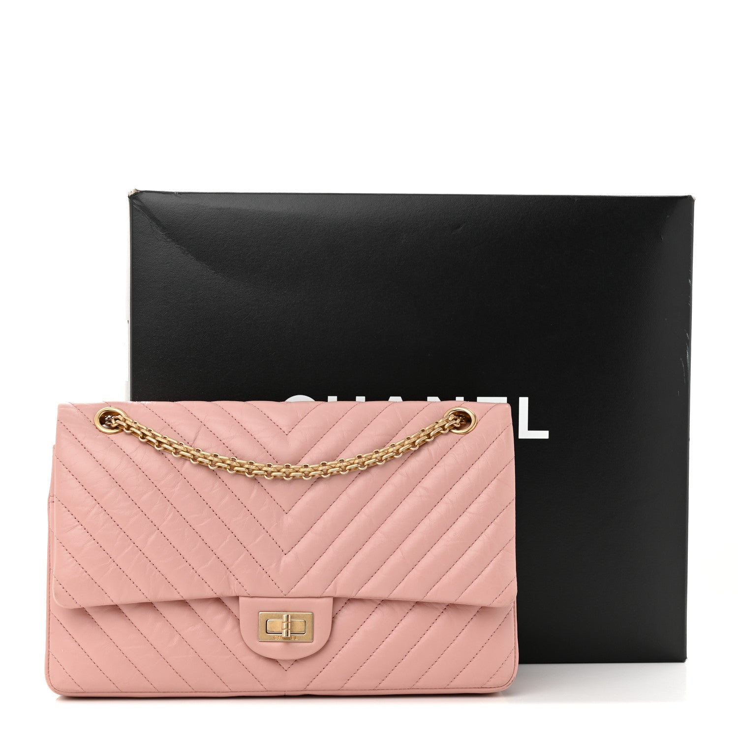 Chanel Aged Calfskin Chevron Quilted 2.55 Reissue 226 Flap Light Pink 17 of 17