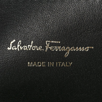 Salvatore Ferragamo Calfskin Woven Small Studio Top Handle Bag Tan Black 7 of 13