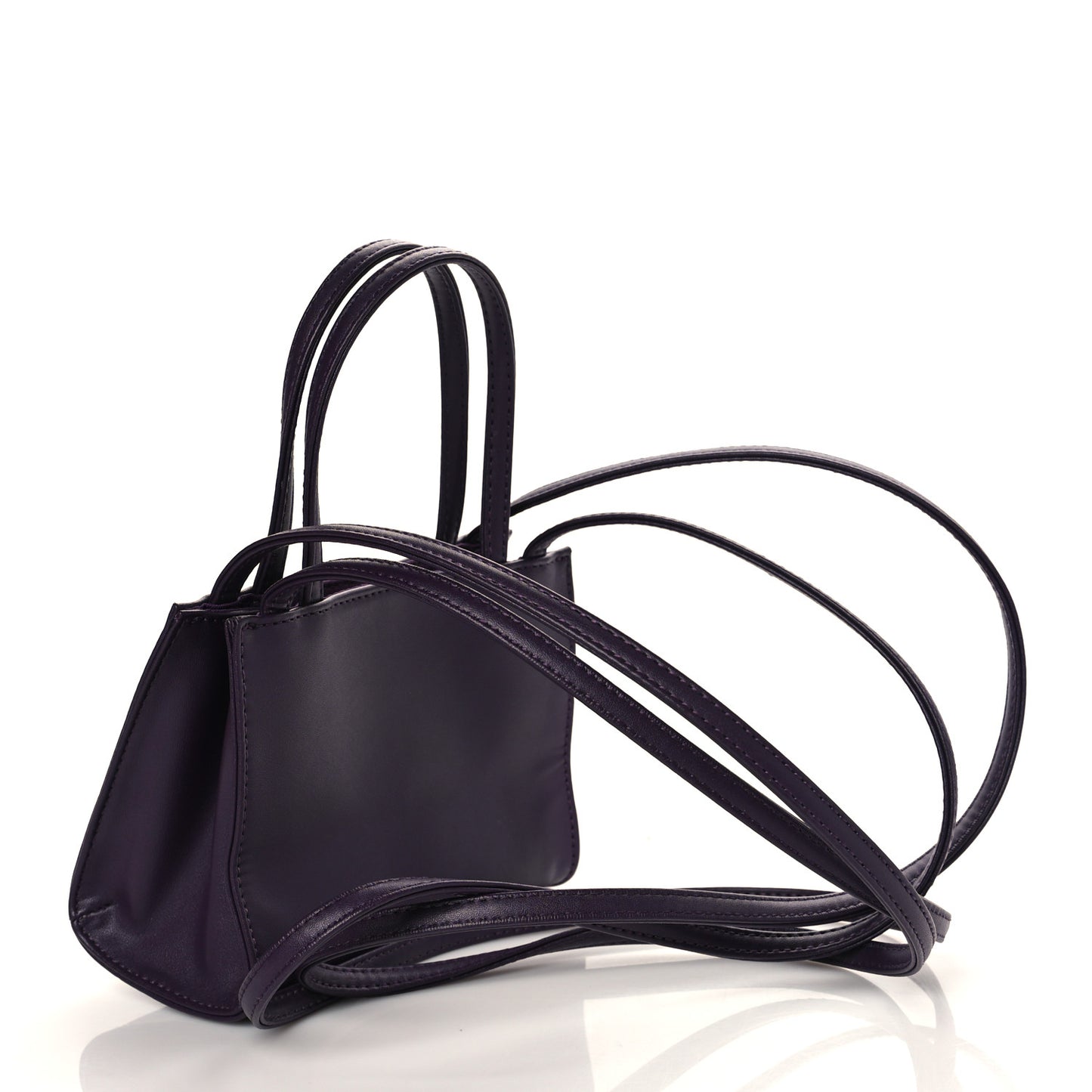 Vegan Leather Small Shopping Bag Eggplant