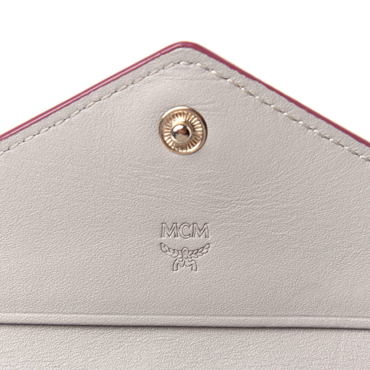 MCM Visetos Mini Love Letter Flap Wallet Pink Beige 6 of 12