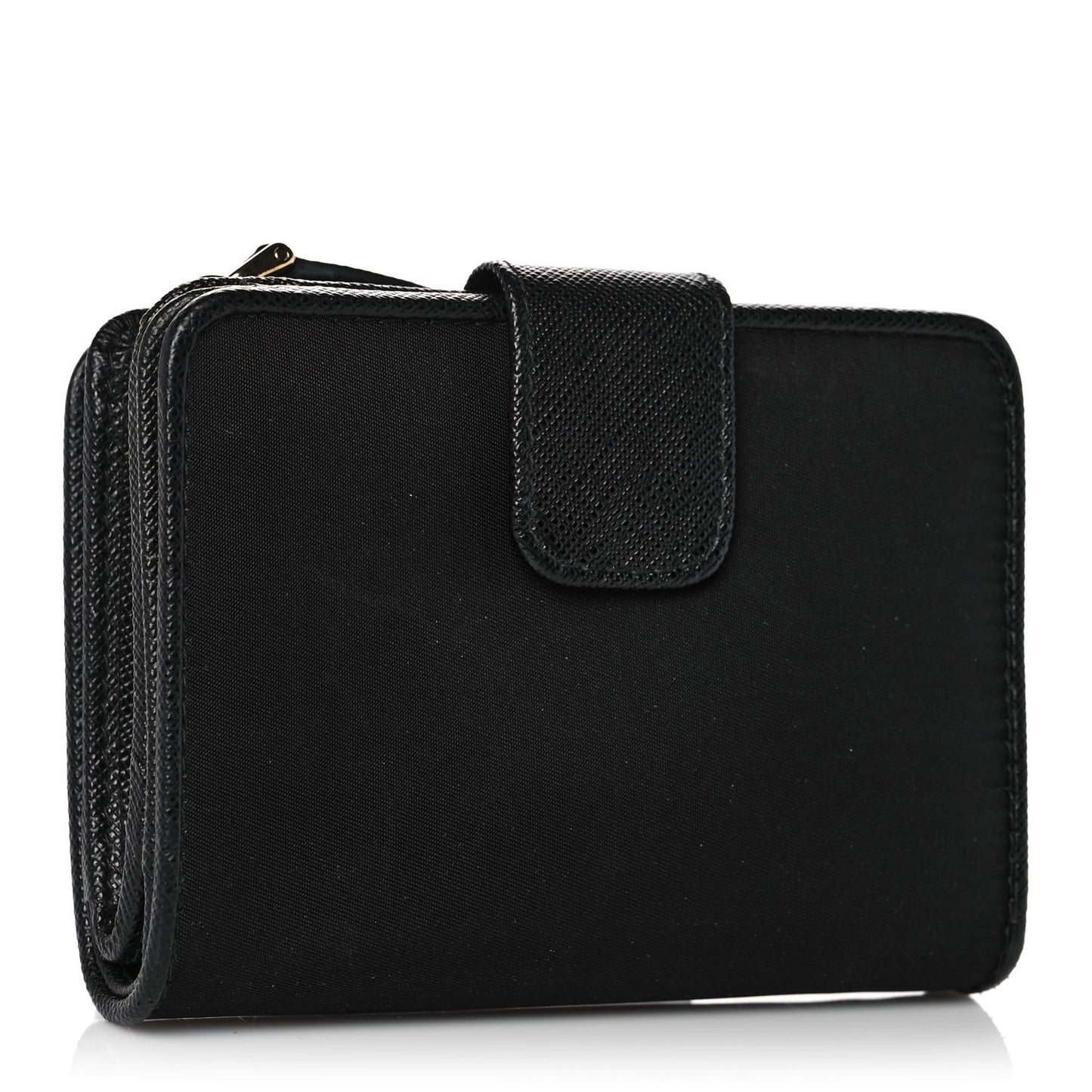 Nylon Saffiano Metal Compact Wallet Black