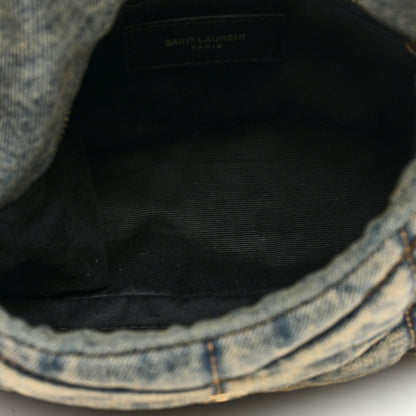 Saint Laurent Denim Quilted Toy Loulou Puffer Monogram Chain Satchel Blue Cinnamon 5 of 10