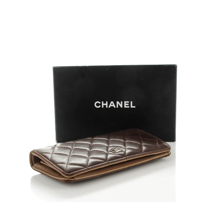 Chanel Lambskin Quilted Yen Wallet Dark Brown 4 of 9