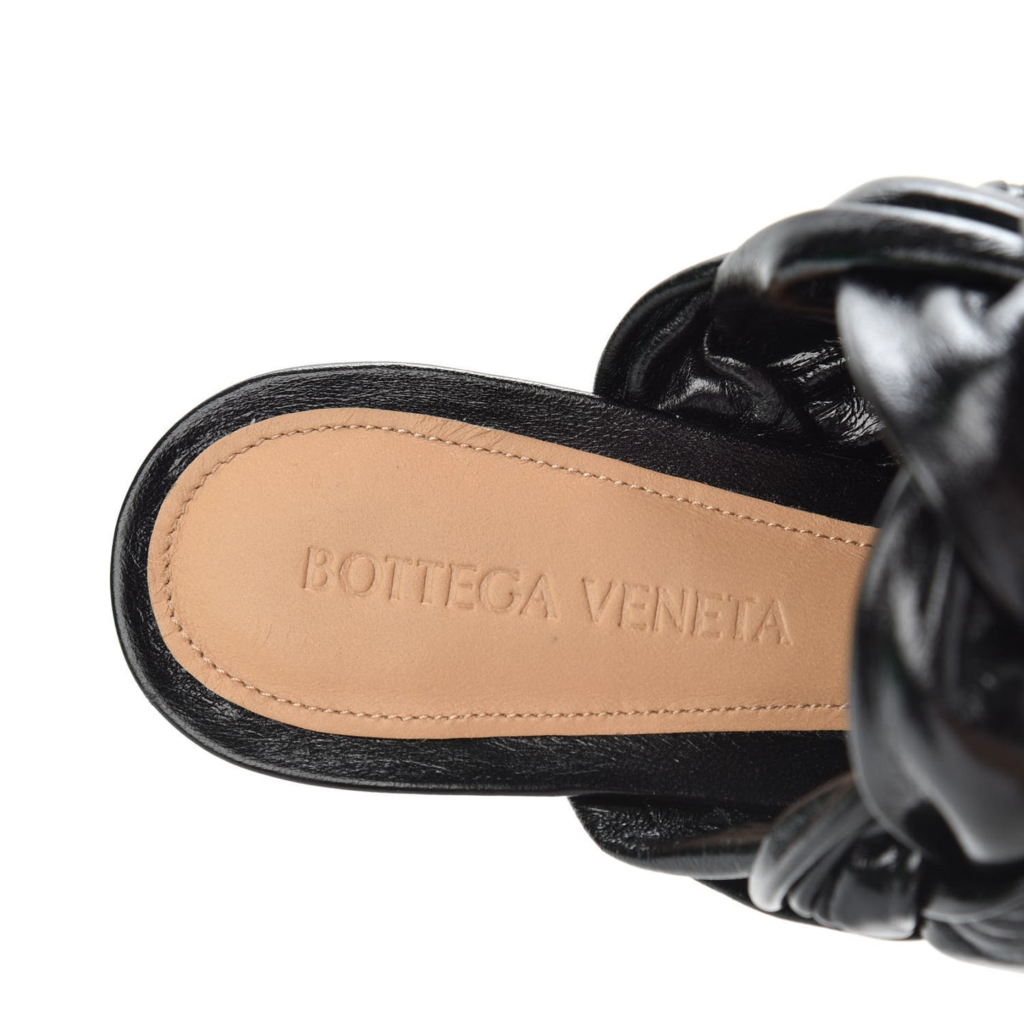 Shiny Nappa Intreccio The Board Platform Mule Sandals 37.5 Black