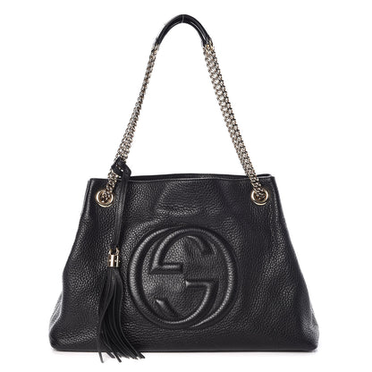 Gucci Pebbled Calfskin Medium Soho Chain Shoulder Bag Black 1 of 10