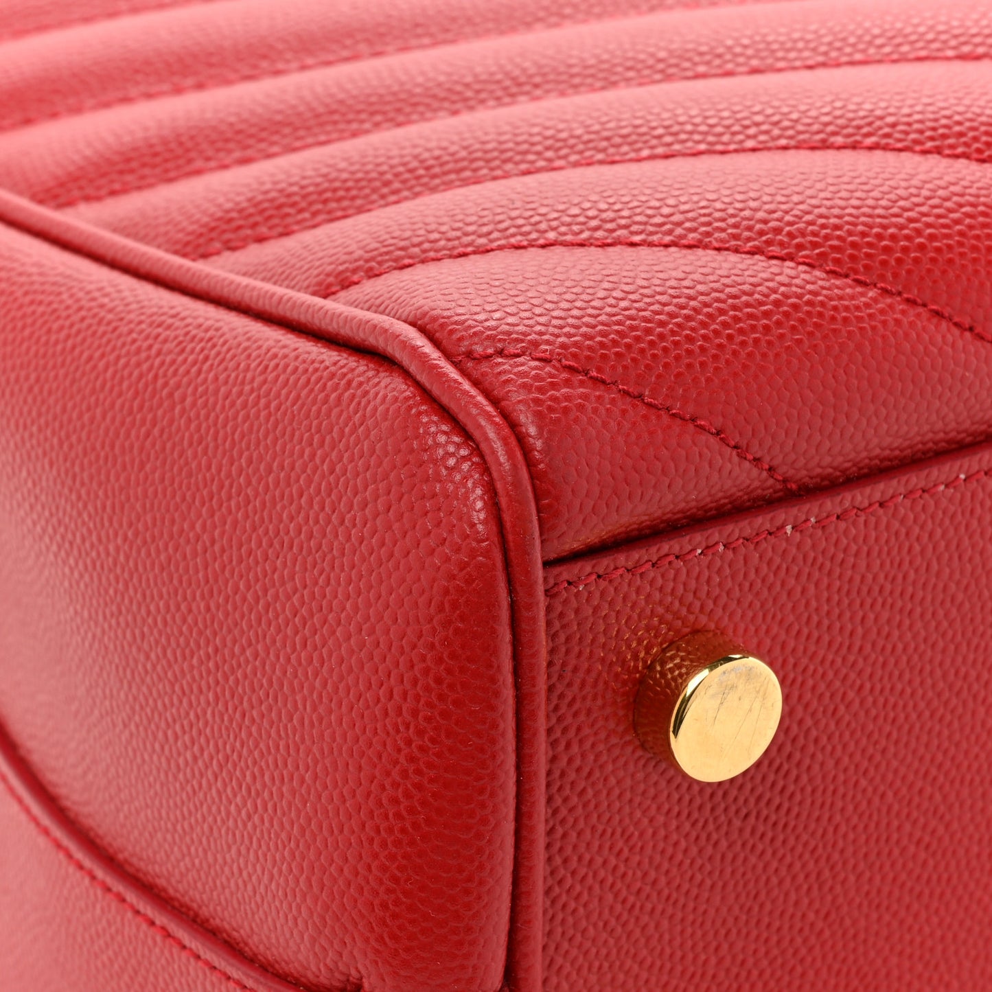 Grain De Poudre Matelasse Chevron Monogram Shopping Bag Red