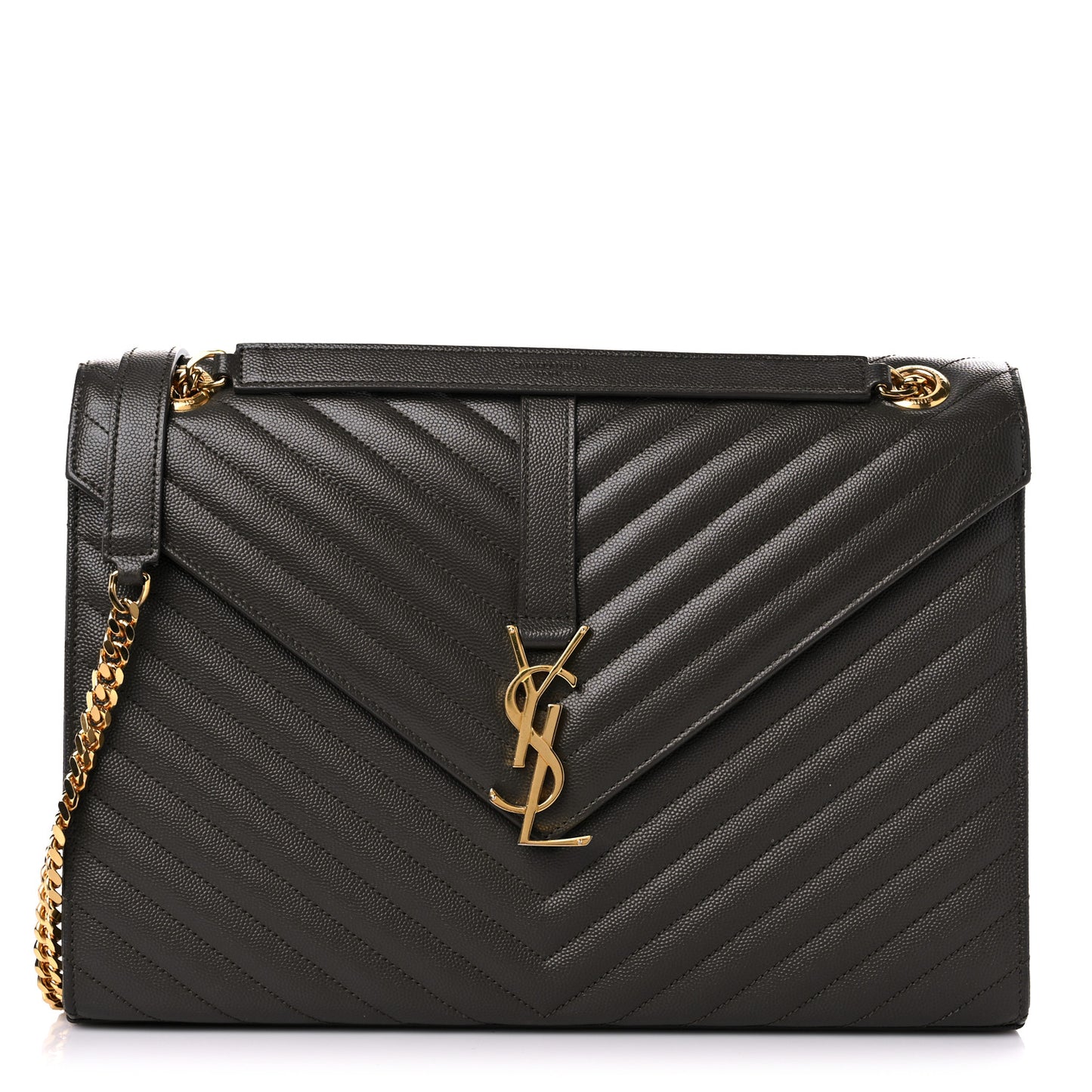 Grain De Poudre Matelasse Chevron Large Monogram Satchel Bronze