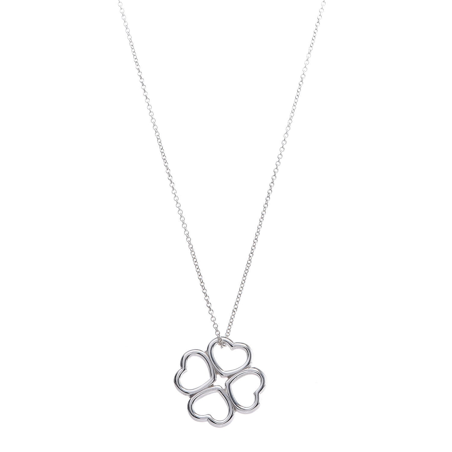 Sterling Silver Four Heart Clover Pendant Necklace