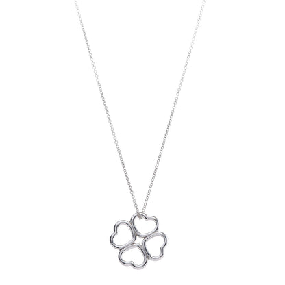 Tiffany Sterling Silver Four Heart Clover Pendant Necklace 1 of 7