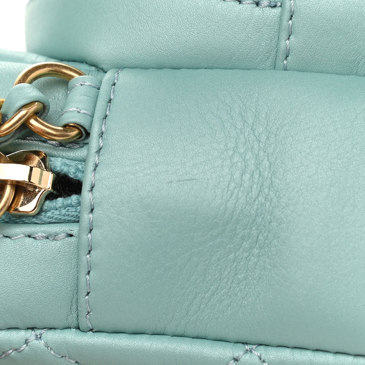 Calfskin Quilted Day Trips Camera Case Turquoise