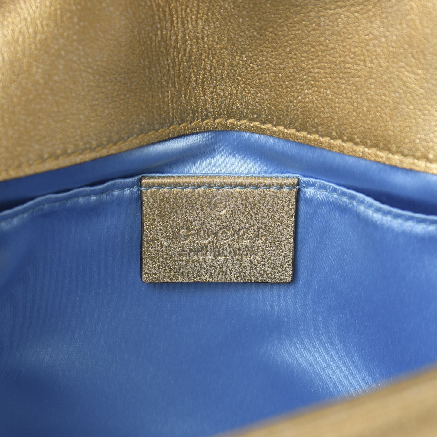 Metallic Calfskin Matelasse Mini GG Marmont Shoulder Bag Gold Pink