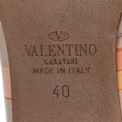 Valentino Garavani Vitello Native Couture 1975 Rockstud Rolling Ankle Strap Pumps 40 Mandarin Sorbet 8 of 9