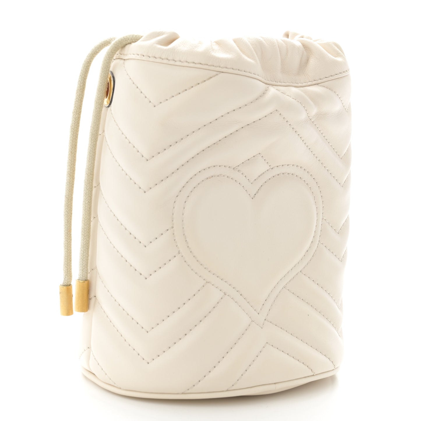 Calfskin Matelasse Mini GG Marmont 2.0 Bucket Bag White