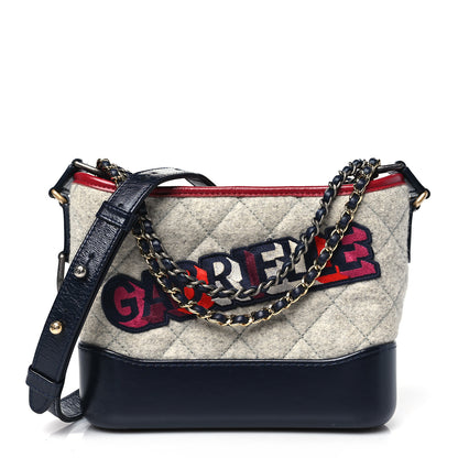 Chanel Wool Calfskin Quilted Small Gabrielle Hobo Navy 1 of 10