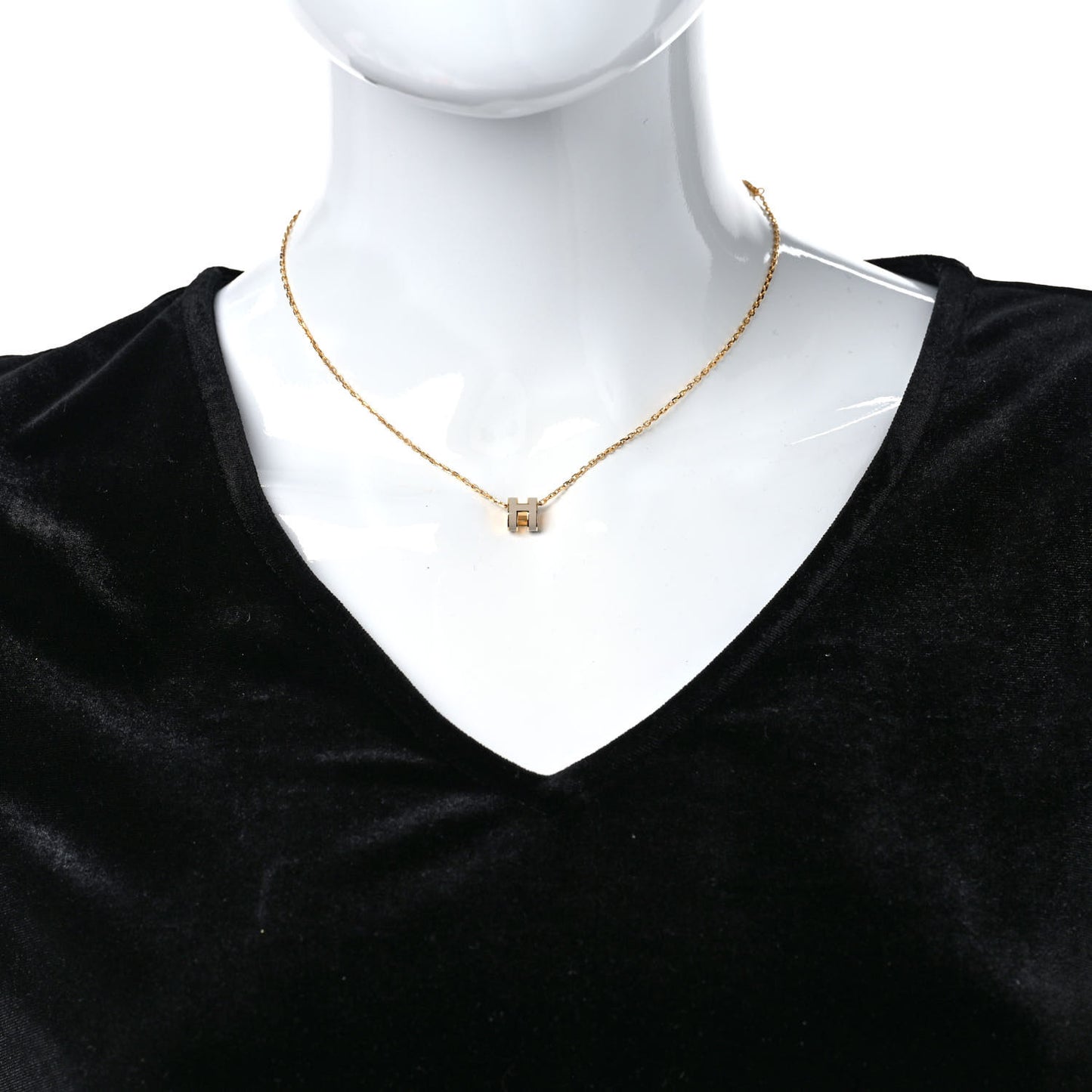 Lacquered Rose Gold Mini Pop H Pendant Necklace Marron Glace